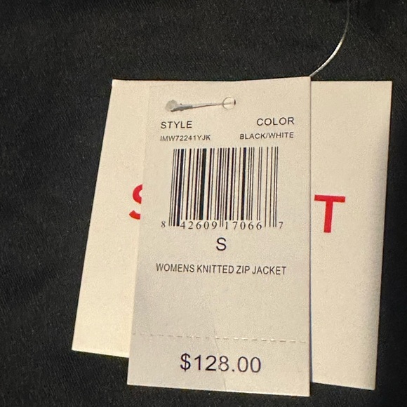 ISAAC MIZRAHI Polyester black white Stand Collar Zip-up Sport Jacket - Small - Picture 11 of 12